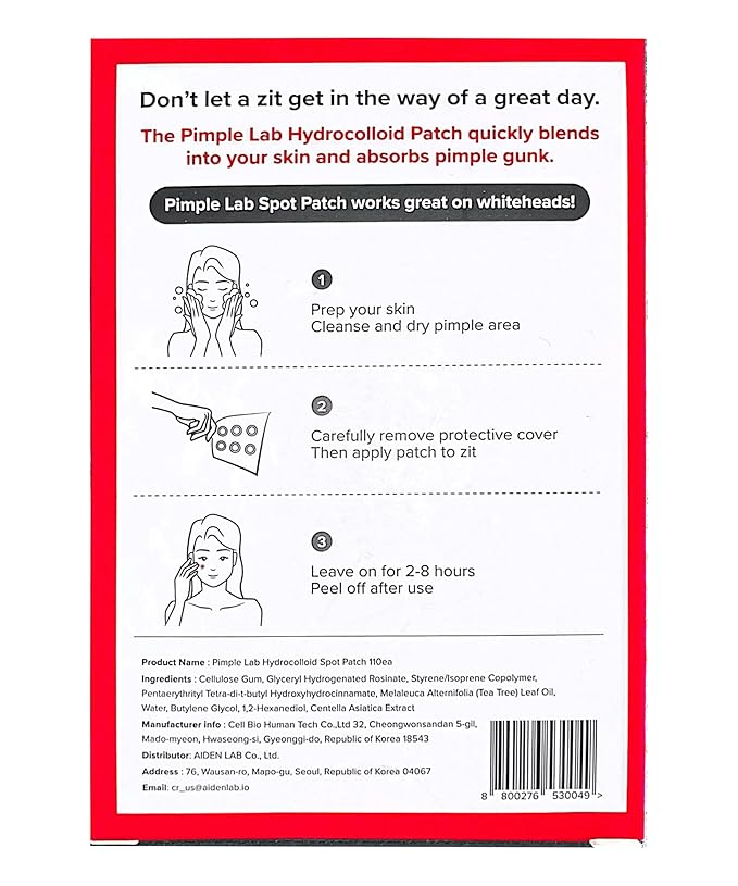 Zit Patches for Face - Invisible Spot Clear Pimple Patches - Fast Acting Thin Hydrocolloid Acne Dots Breakouts Treatment - Stickers Blemish Cover for Makeup Tea Tree, CICA, Madecassoside Waterproof