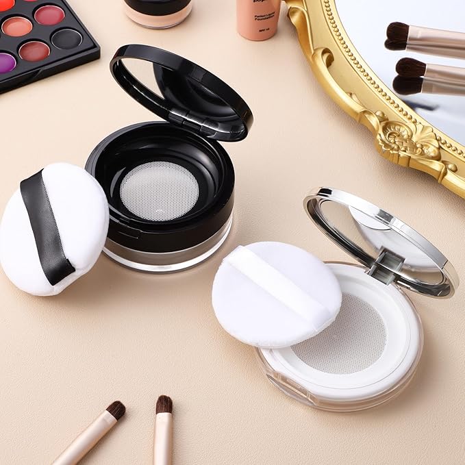 Beaupretty 2 Pieces Loose Powder Container with Puff 0.7 oz