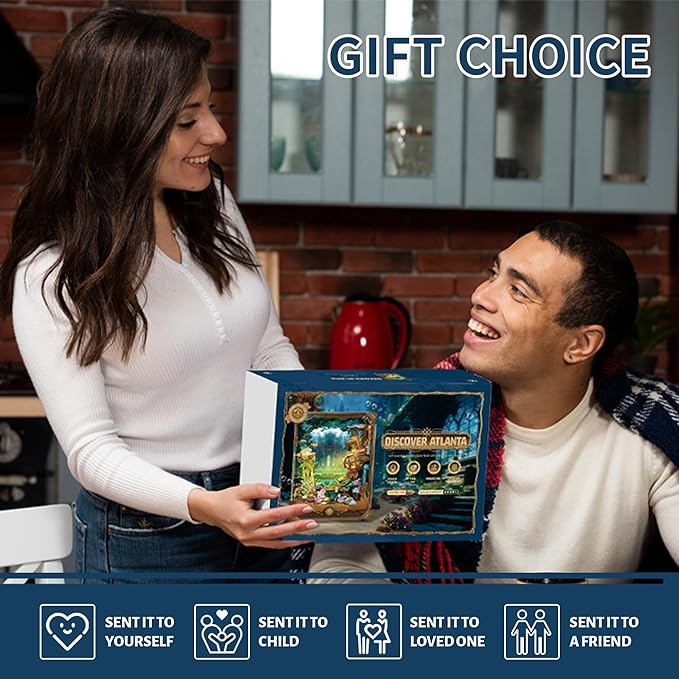 DIY Book Nooks - Deep-Sea Submarine Adventure Miniature House Kit | Rotating Background, LED Lights, Touch Control, Self-Assembly Craft Model Kits for Gifting & Decor - Discover Atlanta