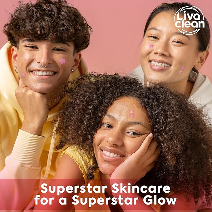 LivaClean Star Blemish Patches (240CT) - Salicylic Acid & Tea Tree Oil, Clear & Pink Pimple Patch Cute, Acne Star, Cute Pimple Skincare, Patches for Face, Blemish Patch