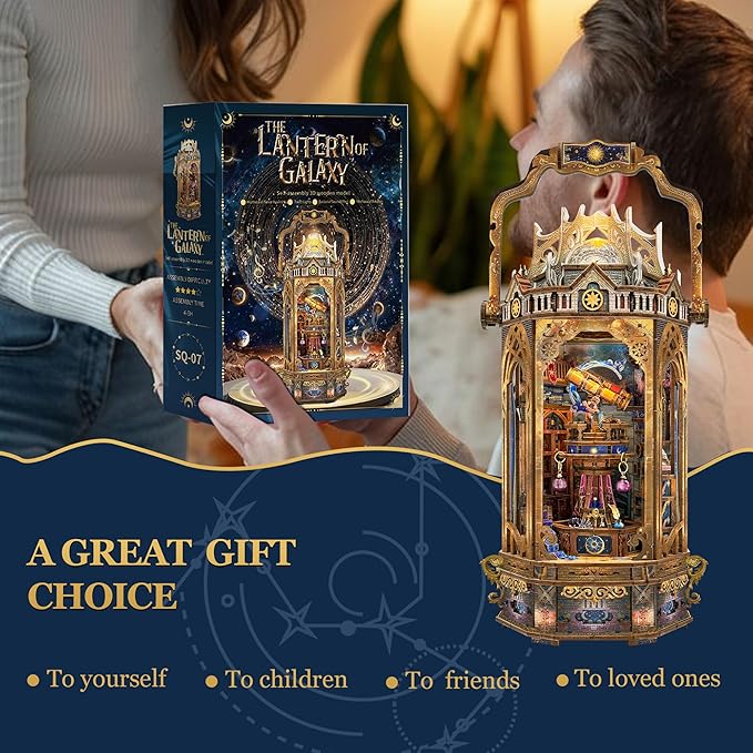 3D Wooden Puzzles for Adults 3D Puzzles Model kit Stress-Relief Toy with Mechanical Rotation Bookshelf Ideal Gift for Adults and Teens- The Lantern of Gaiaxy
