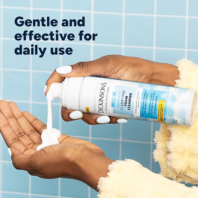 Dickinson's Witch Hazel Acne Foam Cleanser with 2% Salicylic Acid, Niacinamide & Tea Tree | Alcohol-Free, Fragrance-Free | Gentle Daily Face Wash for Clear Skin | 7 Fl Oz