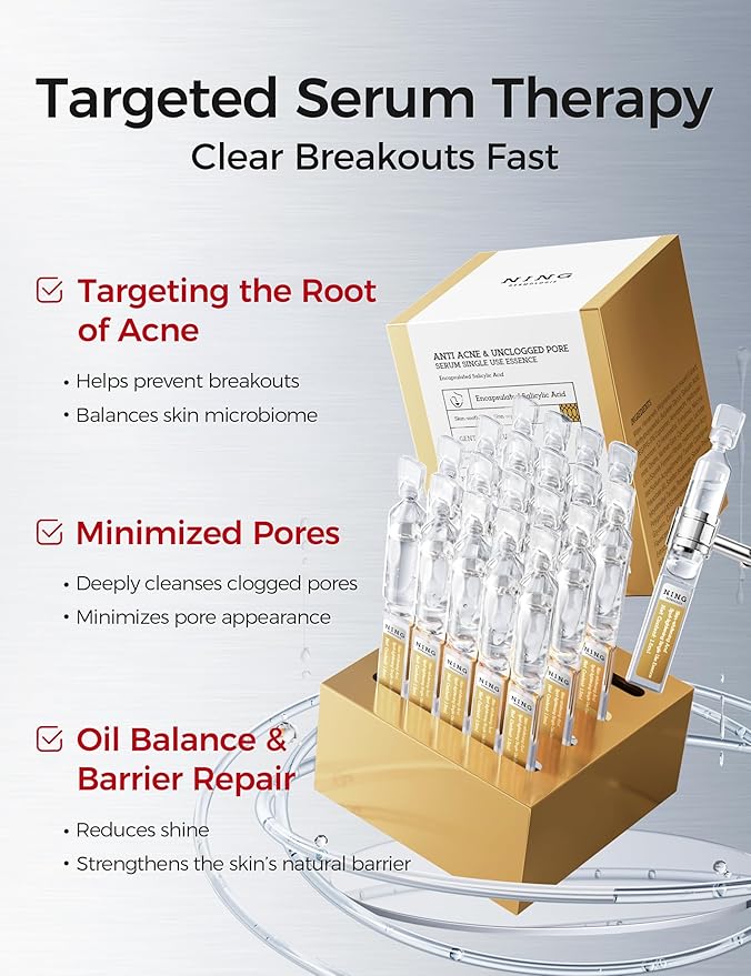 Salicylic Acid Acne Serum – Anti Acne Face Serum with 2% Salicylic Acid, Niacinamide, Centella & PHA – Pore Minimizer, Oil Control, Dark Spot Treatment, Single-Use Vials, 1 Fl.oz