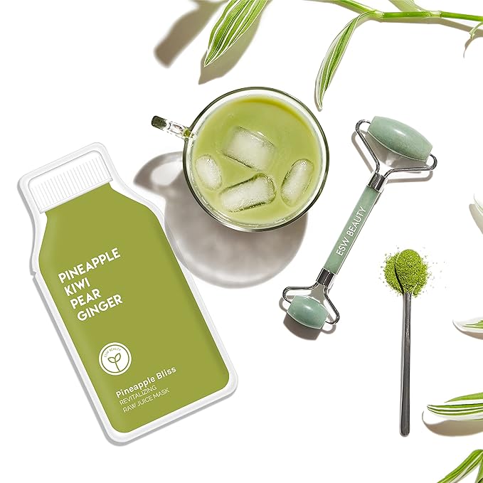 ESW Beauty Pineapple Bliss - Revitalizing Raw Juice Face Mask (6-Pack) - Brightening with Pineapple, Kiwi, Ginger & Pear for Dull, Uneven Skin - Enhances Radiance & Smoothness