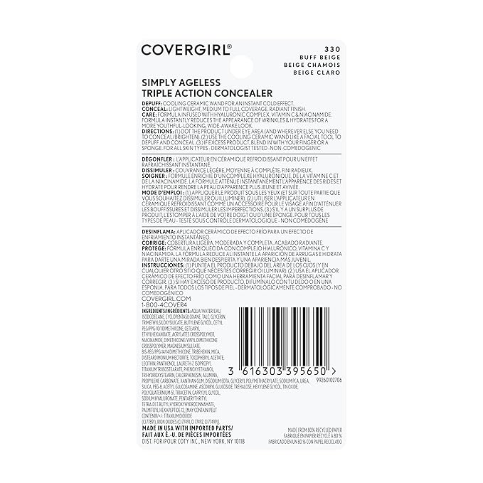 COVERGIRL Simply Ageless Triple Action Concealer, Buff Beige, of 1