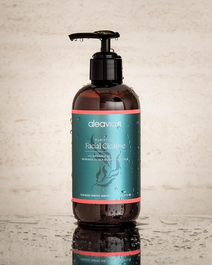 Aleavia Purifying Facial Cleanse – Fragrance-Free Organic & All-Natural Prebiotic, Vegan Face Wash – Nourish your Healthy Skin Microbiome – 8 oz. (New Formula)