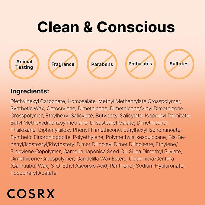 COSRX Airy-Light Clear Sunscreen Stick with Vitamin E & C SPF 50, 0.67 oz, 19g, Lightweight, Travel Essentials, Summer Essentials, Korean Skin Care, Korean Matte Sunscreen for Face
