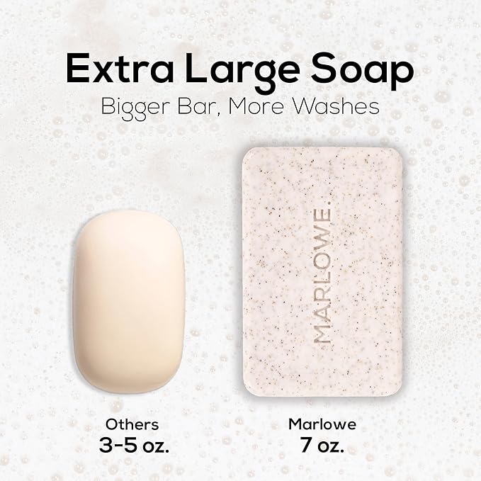 MARLOWE. No. 102 Body Scrub Soap 7 oz (6 Bars), Oud Wood, Exfoliating Soap Bar with Shea Butter, Olive Oil & Green Tea Extracts, Cleanses, Smooths & Revitalizes Skin, Earthy & Smoky Scent