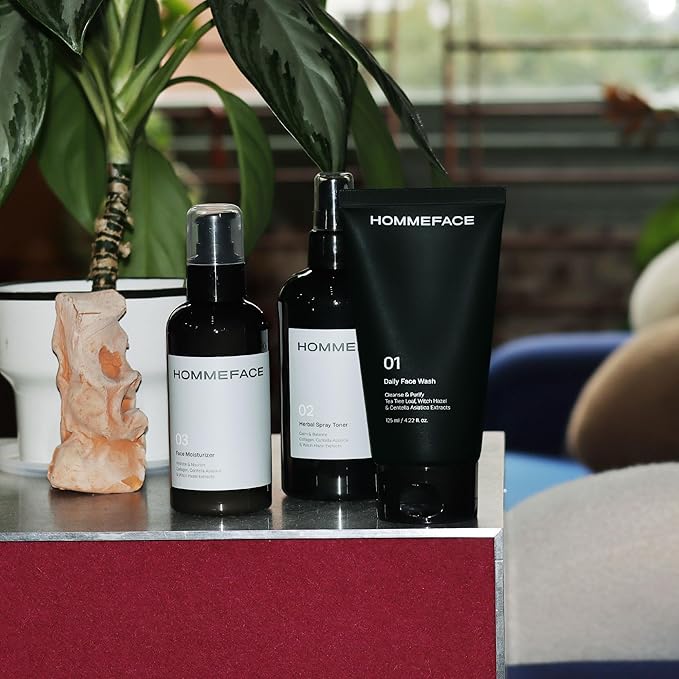HommeFace Daily Trio Skin Care Set for Men, 3-Step Routine