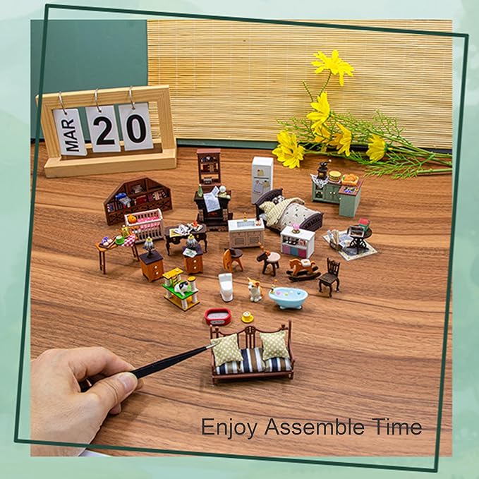 ISSEVE DIY Miniature House Kit, Tiny House Dollhouse Kit for Adults, Mini House Building Kits, Halloween Christmas Home Bookshelf Decoration, Gifts for Family and Friends (Forest Castle)