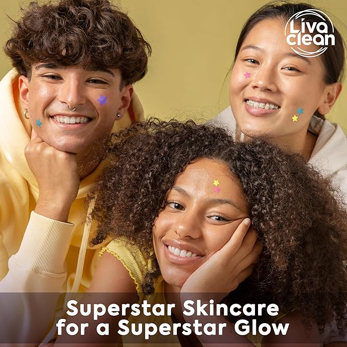 LivaClean 720 CT (3 Pack of 240) Superstar Pimple Patch for Face - Salicylic Acid & Tea Tree, Hydrocolloid Acne Patch, Pimple Patches Star Cute Zit Patches - 3 Sizes
