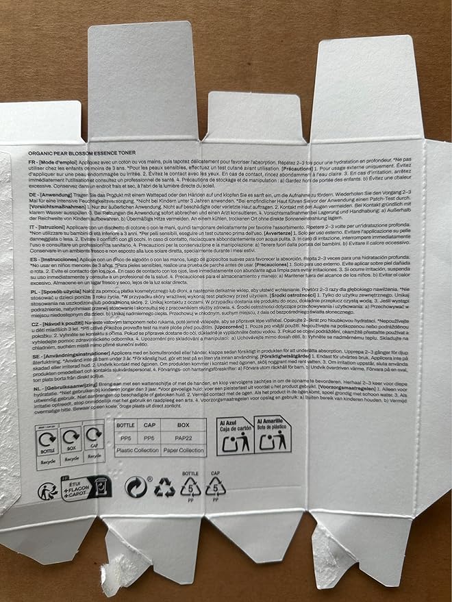 Whamisa Organic Pear Blossom Essence Toner, Fermented Postbiotic Formula for Radiant Skin, Facial Toner, Revitalizing, Hydrating, Moisturizing (160ml)