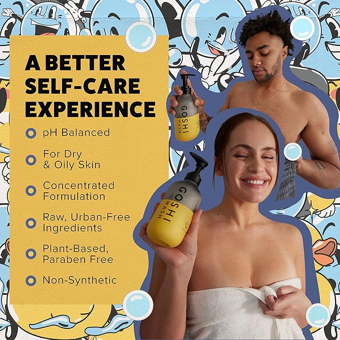 GOSHI Super Vitamin Body Wash 3.4 oz - pH-Balanced Exfoliating Body Wash for Men and Women - For All Skin Types