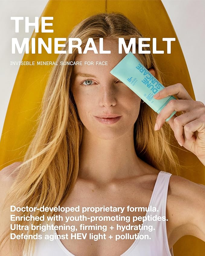 The Mineral Melt - Clear Mineral Sunscreen For Face - Broad Spectrum SPF 30 Sunblock. Clinically-proven Anti-Aging, Sun Protector Hydrating, Skin-Brightenings, Fragrance Free (1.7 Fl Oz)