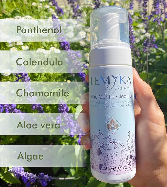 Foaming Face Wash - Gentle, hydrating for Rosacea, Eczema-prone, Acne, Dry, Sensitive Skin, Natural Facial Cleanser, pH 5.5, Fragrance-free, SLS-free, Paraben-free, 5.8OZ