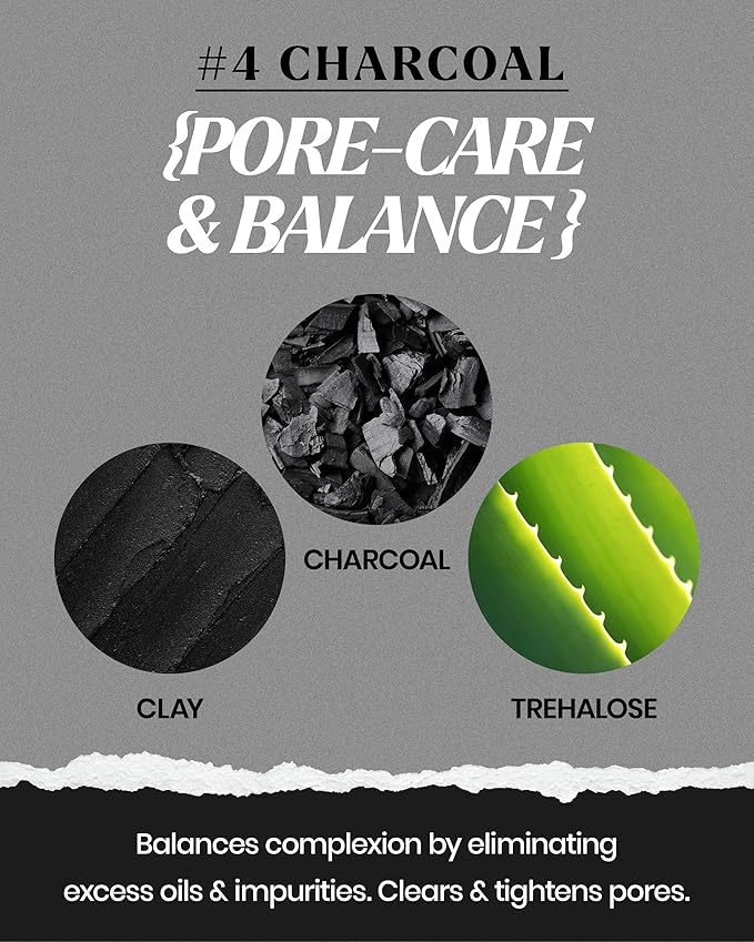 LINDSAY Charcoal Modeling Mask Cup Pack - Korean Skin Care Face Mask Modeling Pack – Single-Use Deep Pore Cleansing Face Mask w/Spatula Spoon – Spa Facial Peel-off Mask (6 ea, 0.36 lb)