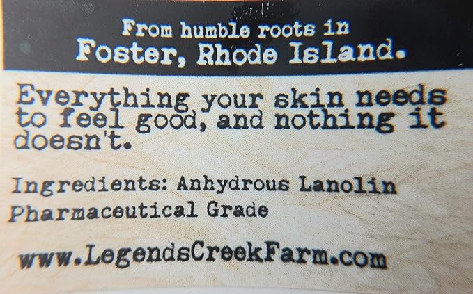 Legend's Creek Farm Nipple Balm - 100% Unadulterated Anhydrous Lanolin Cream for Chapped Skin & Irritations - 1oz. Organic Healing Balm Handmade in USA