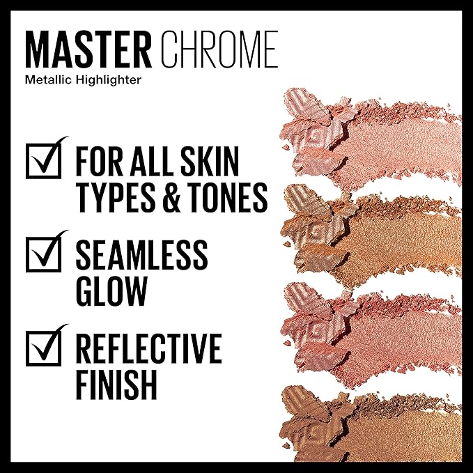 Maybelline Master Chrome Metallic Highlighter Powder, Molten Gold, of 3)