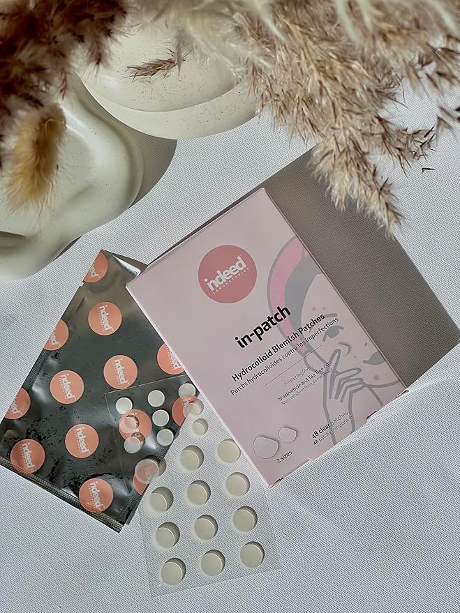 INDEED Labs In-Patch - Hydrocolloid Acne Pimple Patch for Covering Zits and Blemishes, Spot Stickers for Face and Skin, Fast acting -Niacinamide &Tea Tree Oil Helps Fight Dark Spots - 48 Patches