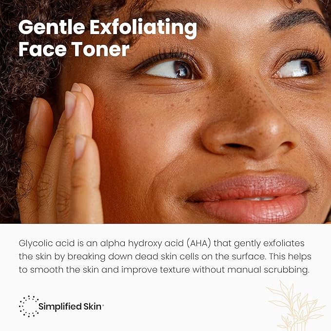 Glycolic Acid Toner for Face - 8% Facial Toning Solution - Hydrating, Anti-Aging, Exfoliates Skin with AHA, Aloe Vera, & Rosemary Extract for Women & Men - 8 Fl Oz
