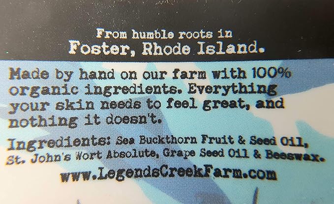 Legend's Creek Farm Herbal Salve - Healing Ointment with Sea Buckthorn Oil & St. John’s Wort - Natural Balm for Dry Skin & Skin Irritations - 1oz. Healing Balm Handmade in USA (Sea Buckthorn)