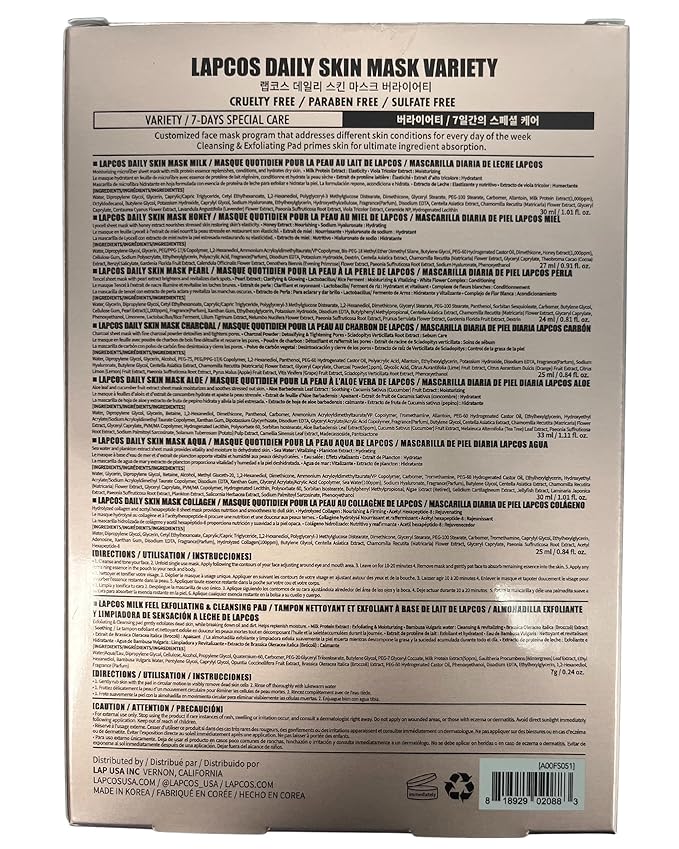 LAPCOS Daily Sheet Mask Variety Pack Exfoliate