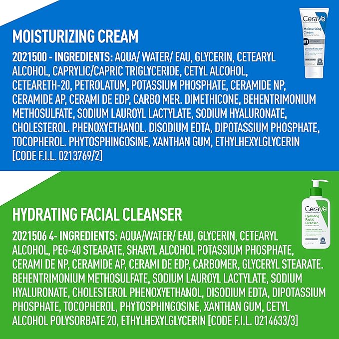 CeraVe Hydrating Skin Care Set, 8oz Moisturizing Cream & 8oz Hydrating Facial Cleanser, Ceramides + Hyaluronic Acid Moisturizer and Face Wash, Accepted by National Eczema Association