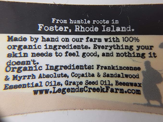 Legend's Creek Farm Herbal Salve - Healing Ointment with Frankincense, Myrrh, & Copaiba - Natural Balm for Skin Irritations & Body Aches - 1oz. Healing Balm Handmade in USA (Ancient Oils S.)