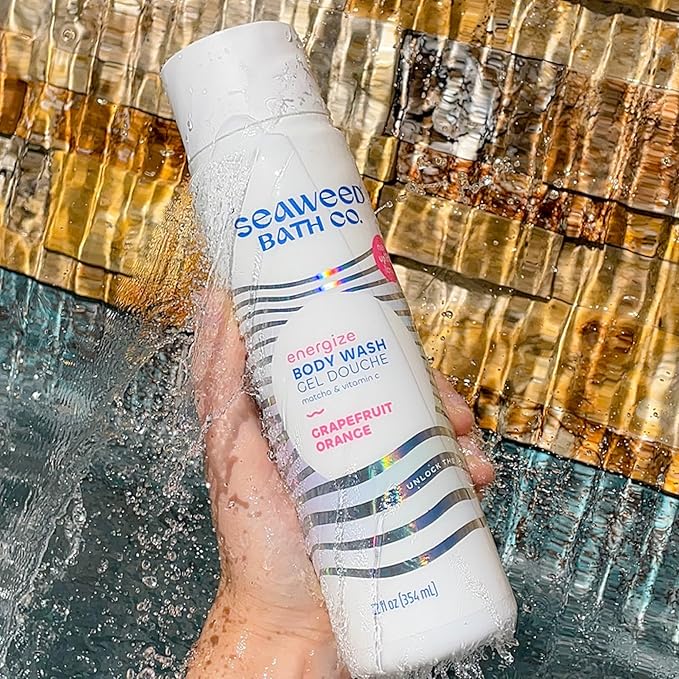 Seaweed Bath Co. Energize Body Wash - Grapefruit Orange | Foaming Shower Gel Cleanser with Natural Ingredients | Vegan, Paraben and Sulfate Free | For Women and Men | 12 oz (Pack of 2)