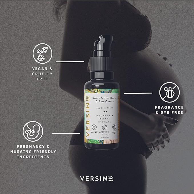Versine Gentle Actives Face Serum for Normal, Dry, or Sensitive Skin (30ml) | Anti-Aging, Brightening Daily Moisturizer for Women | Safe for Pregnancy, Maternity, Nursing | Clean, Vegan, Cruelty Free