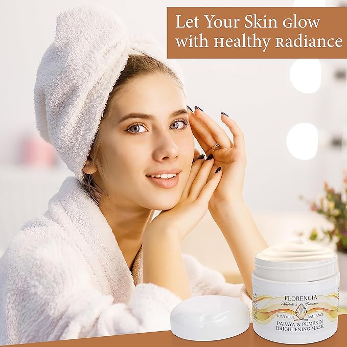 Florencia Papaya & Pumpkin Brightening Mask - Soft and Creamy, Gentle Exfoliating Facial Mask for Smoother, Brighter, Revitalized Complexion - Exfoliate, Renew and Glow, 2 oz