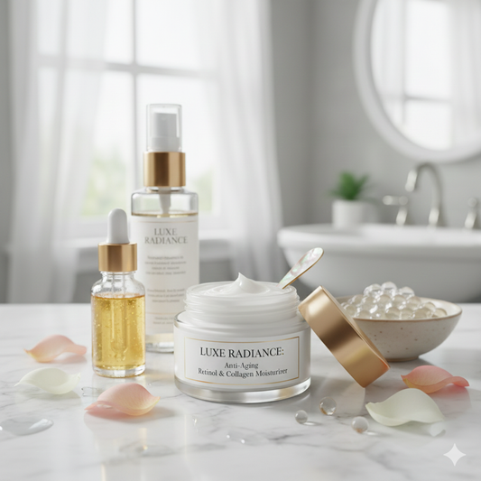 Retinol anti-aging moisturizer jar with collagen and hyaluronic acid.