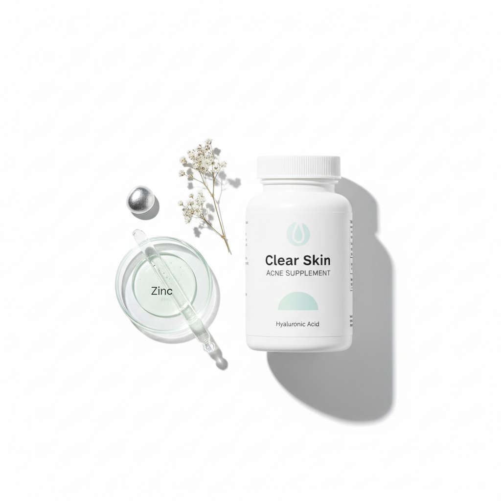 Clear Skin Acne Supplement with Zinc, DIM, and Probiotics — 3-in-1 formula for hormonal acne and balanced skin by Serenity Skin