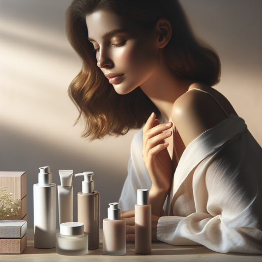 A calm, softly lit image of a woman applying gentle skincare as part of a soothing morning routine.