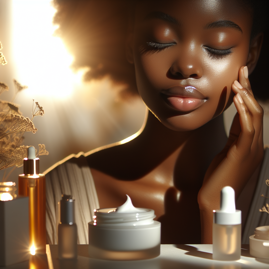 A woman with sensitive skin applying serum in soft morning light, highlighted by gentle, calming skincare aesthetics.