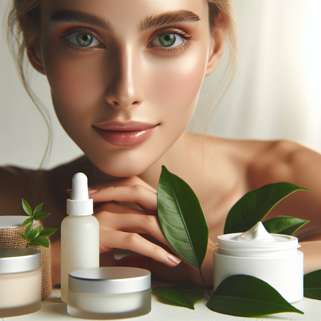 A serene image of a woman with sensitive skin gently applying skincare in soft summer light, highlighting clean beauty and hydration.