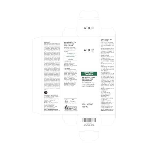 Anua Heartleaf Centella Red Spot Cream, Hydration Face Moisturizer for Skin Relief, Niacinamide, Centella, Panthenol, Spot Treatment for sensitive skin, Non-comedogenic, Korean Skincare (30g/1.05oz)