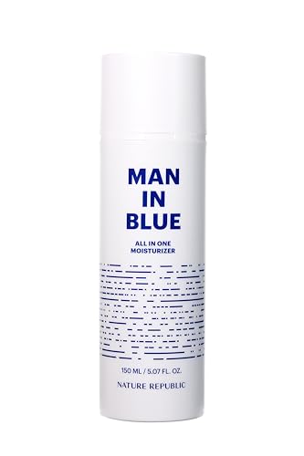 Nature Republic Man In Blue All In One Moisturizer - Daily Fresh Facial Lotion, Korean Natural Hydrating Simple Skin Care For Men Dry Beard Face, Rich, Lightweight, Aftershave, 150ml/5.07 Fl.Oz.