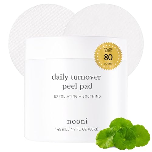 NOONI Facial Toner Pads - Glycolic Acid Exfoliating Pads 80 EA | AHA(Glycolic Acid, Lactic Acid), Pore Pad, Glass Skin, Reduces Fine lines with Panthenol & Hydrating Serum, Korean Skin Care, Kbeauty