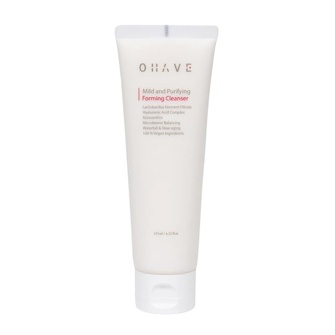 OHAVE Mild & Purifying Foaming Cleanser Gentle Vegan Face Wash with Lactobacillus Natural Botanical Extracts Hydrating & Soothing pH-Balanced 125ml