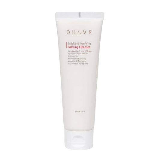 OHAVE Mild & Purifying Foaming Cleanser Gentle Vegan Face Wash with Lactobacillus Natural Botanical Extracts Hydrating & Soothing pH-Balanced 125ml