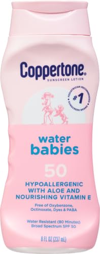 Coppertone WaterBabies SPF 50 Baby Sunscreen Lotion, Water Resistant Sunscreen for Babies, 8 Fl Oz