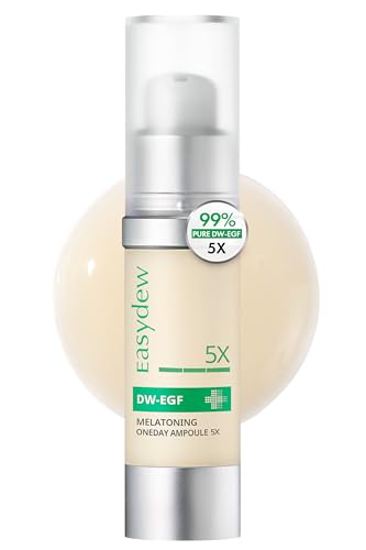 Easydew DW-EGF Melatoning Ampoule 5X - Hydrating Dark Spot Serum with Niacinamide & Glutathione for Uneven Patches - Fast Absorbing Day & Night Ampoule Korean Skin Care (Bottle 1.01 fl oz, EGF 5X)