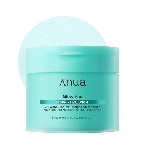 Anua PDRN 100 Hyaluronic Acid Pad, Glow-Plumping Korean Face Pad for Daily Skincare & Makeup Prep, Dual-Sided Toner for Radiant Skin & Deep Hydration, Korean Skin Care (180ml, 60 Pads)