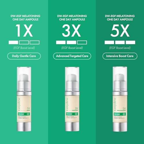 Easydew DW-EGF Melatoning Ampoule 5X - Hydrating Dark Spot Serum with Niacinamide & Glutathione for Uneven Patches - Fast Absorbing Day & Night Ampoule Korean Skin Care (Bottle 1.01 fl oz, EGF 5X)