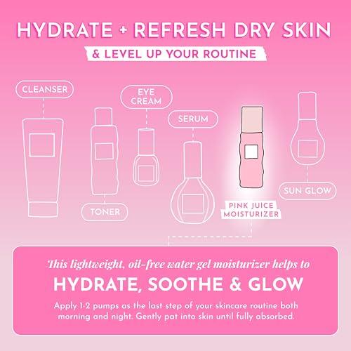 Glow Recipe Pink Juice Water Gel Face Moisturizer for Women, Men & Teens - Hydrating Hyaluronic Acid, Radiance Boosting, Non-Comedogenic, Oil-Free, Long-Lasting Korean Skin Care for Oily Skin (50ml)