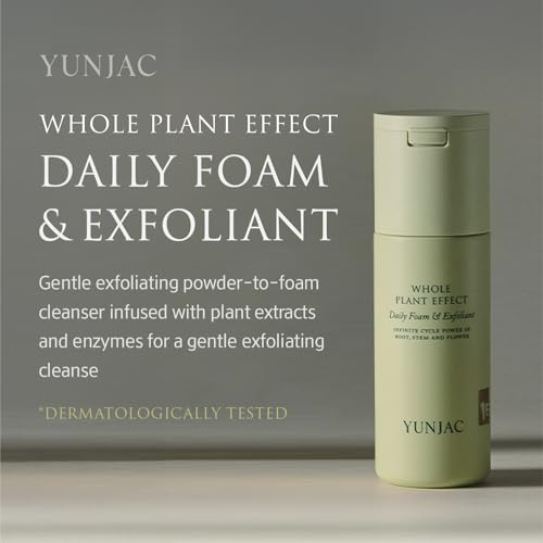 YUNJAC Whole Plant Daily Foam & Exfoliant (2.82 oz) – Matcha Facial Cleanser, Gentle Enzyme Foam, Suitable for Sensitive Skin, Korean Skincare, Rich Lather, Makeup Remover