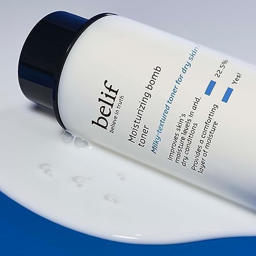 belif Moisturizing Bomb Hydrating Toner - Ceramide Milky Texture, Strengthens Skin Barrier, Soothing & Repair Serum Essence, Ultra-Hydrating 2-in-1 Toner & Moisturizer, Korean Skincare, 5.07 Fl Oz