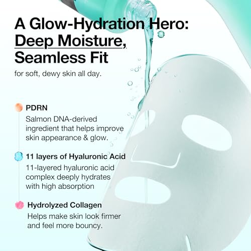 ANUA PDRN Hyaluronic Acid Capsule 100 Serum Mask, everyday glow korean sheet mask with Salmon PDRN, Hyaluronic acid, Collagen, Self home care facial mask for glass skin, Korean skin care (10EA)