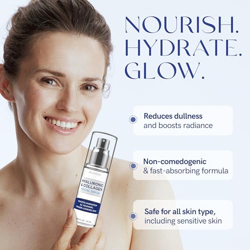 Skin 2.0 Hyaluronic Acid & Collagen Face Serum - Dermatologist Tested, Skin Tightening, Hydrating - Anti-Aging, Clean Beauty, Cruelty-Free Korean Skincare for All Skin Types - 1.69 Fl oz